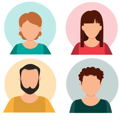 People avatar set. Different men and women characters collection. vector illustration.