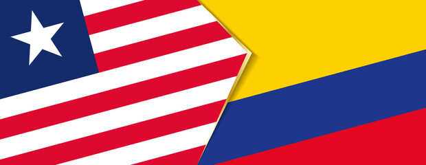 Liberia and Colombia flags, two vector flags.