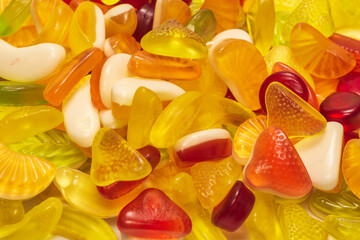 Assorted tasty gummy candies.