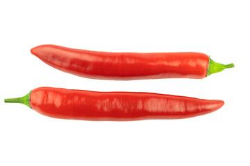Red hot chili peppers on white background