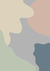 Abstract minimalist illustration with irregular shapes of trend colors. Modern contemporary artistic poster. Aesthetic wall decor with pastel colors.