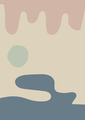Abstract minimalist illustration with irregular shapes of trend colors. Contemporary artistic poster.Modern aesthetic wall decor with pastel colors.