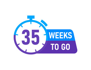 35 Weeks to go labels on white background