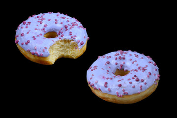 Sweet tasty donut isolated on white.