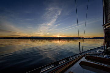 sunset over the harbor