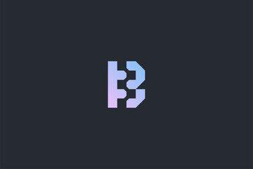 Futuristic Geometric Letter B Dark Background Logo Monogram Template