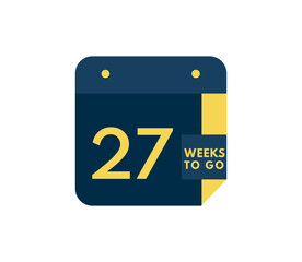 27 Weeks to go calendar icon on white background