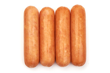 Boiled ham sausages, isolated on white background