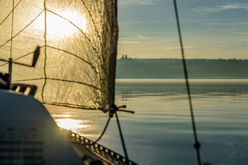 sailing ship at sunset