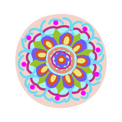 Decorative round element for creating an ornament. Bright mandala. decorative round folk ornament