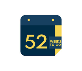 52 Weeks to go calendar icon on white background