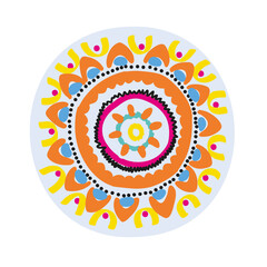 Decorative round element for creating an ornament. Bright mandala. decorative round folk ornament