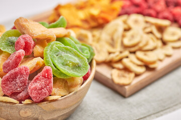 Close-up of an appetizing assortment of dried fruits.
