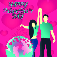 February 14 Valentine's Day themed illustrations. February 14 Concept. The concept of Valentine's Day. The Concept of Love