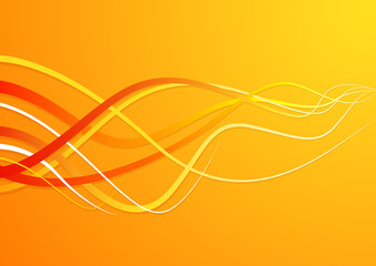 Abstract wavy background. Wavy lines on an orange gradient background. Vector illustration