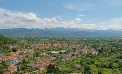 Il panorama dal centro storico di Ameglia in provincia di La Spezia, Liguria, Italia.