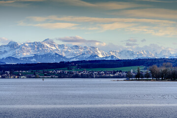 landscape with mountains and snow