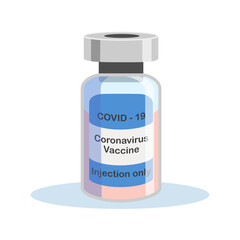 Covid-19 Coronavirus concept. vaccine vial and syringe. pandemic covid-19 outbreak. isolated icon. flat