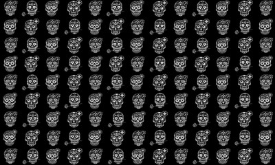 dark background with decorted skulls.