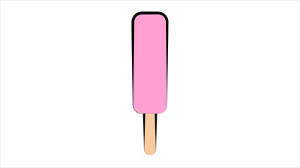 ice cream sweet, milk, popsicle pink on a stick on a white background, illustration. a delicious dessert for children and adults. sweet milk dessert