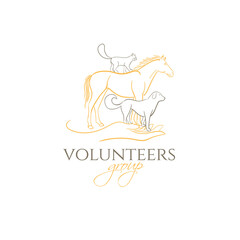 animal logo. cat, dog, horse frame. template for example a company logo help animals pet. stylish design graphics vector illustration. 