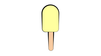 ice cream sweet, milk, popsicle on a stick on a white background, illustration. popsicle yellow. sweet lemon dessert. ice cream in a delicious and sweet glaze