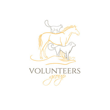 animal logo. cat, dog, horse frame. template for example a company logo help animals pet. stylish design graphics vector illustration. 