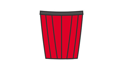 red cup on white background, illustration. ceramic mug with a ribbed surface. reusable glass for drinks. caring for the environment. no plastic, use of natural materials