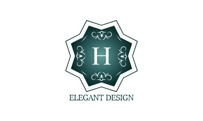 Luxury logo template with the letter H. Graceful monogram for business, restaurant, royalty, boutique, cafe, hotel, heraldry, jewelry, fashion and others