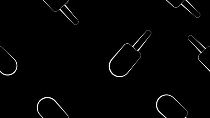 ice cream sweet, milk, popsicle white on a stick on a black background, illustration, pattern. a delicious dessert for children and adults. pencil drawing style wallpaper