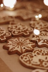 gingerbread cookies on wooden background