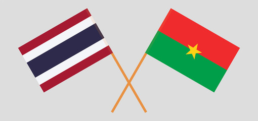 Crossed flags of Thailand and Burkina Faso