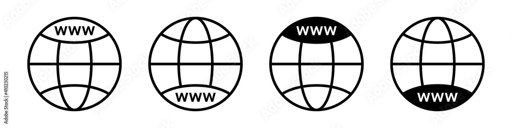 Poster www icon. set of vector earth globes icons. website icon. go to web symbol vector icon. vector illus