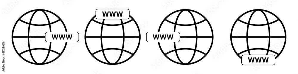 Poster www icon. set of vector earth globes icons. website icon. go to web symbol vector icon. vector illus