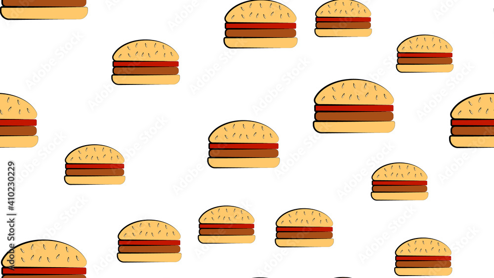 Poster burger seamless pattern background design isolated on white background