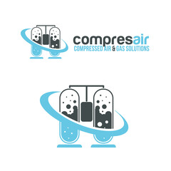vector illustration of logo. concept design containers for compressed air or for example the logo of tourist services diving abstract oxygen Balon