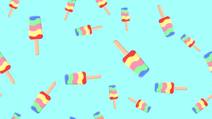 Ice cream colorful seamless pattern isolated on white background
