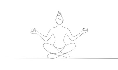 Self-drawing a simple animation of one continuous exercise of drawing one line, a person takes up yoga, a healthy lifestyle, health, sport, fitness.