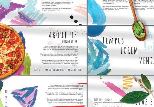 Presentation Deck Layout with Bright Abstract Strokes for Universal Fundraiser Event