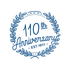 110 years anniversary logo collection. 110th years anniversary celebration hand drawn logotype. Vector and illustration.