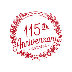 115 years anniversary logo collection. 115th years anniversary celebration hand drawn logotype. Vector and illustration.