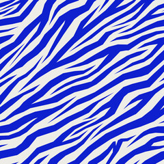Geometric zebra print in vibrant blue. Vector seamless pattern - 410233613