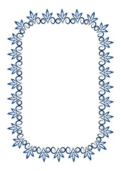 Abstract graphic is a lace plant-based frame. Styling. Two colors - white and blue.