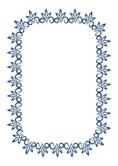 Abstract graphic is a lace plant-based frame. Styling. Two colors - white and blue.
