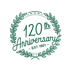 120 years anniversary logo collection. 120th years anniversary celebration hand drawn logotype. Vector and illustration.