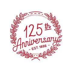 125 years anniversary logo collection. 125th years anniversary celebration hand drawn logotype. Vector and illustration.
