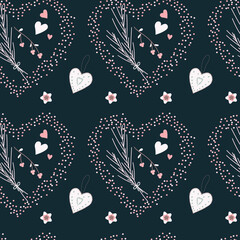 seamless pattern. Hearts and flower