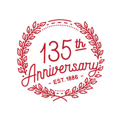 135 years anniversary logo collection. 135th years anniversary celebration hand drawn logotype. Vector and illustration.