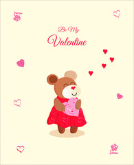 valentine greeting card with teddy bear