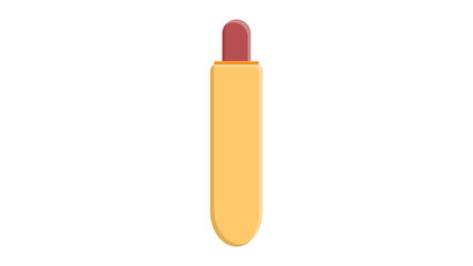 hot dog on white background, illustration. vertical bun with a hole, inside a sausage. french hot dog, fast food food from a food truck. hearty high-calorie snack, junk food